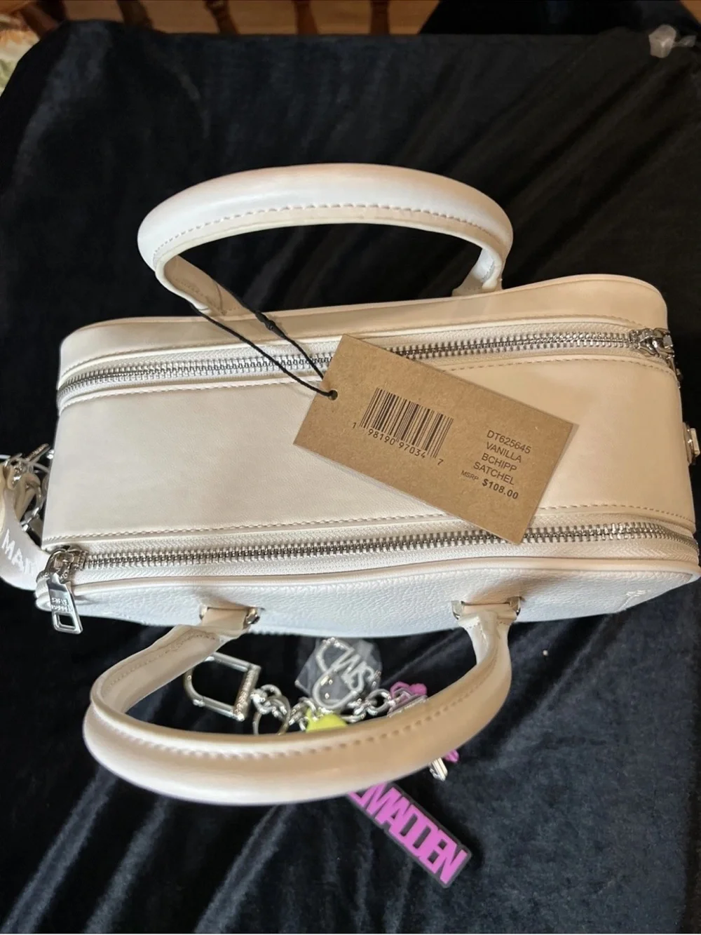 Steve Madden vanilla double zip crossbody bag